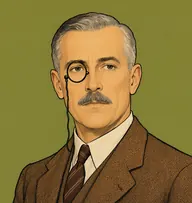 Illustrated portrait of Colonel Melrose: about 55, silver hair cut short, receding, houndstooth jacket with a burgundy tie