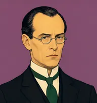 Illustrated portrait of Doctor Horriston: about 50, black, receding, slicked, black frock coat with a bottle-green tie