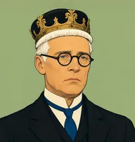 Illustrated portrait of Sir Arthur Merivale: balding, white fringe at the sides, black frock coat with a steel-blue tie